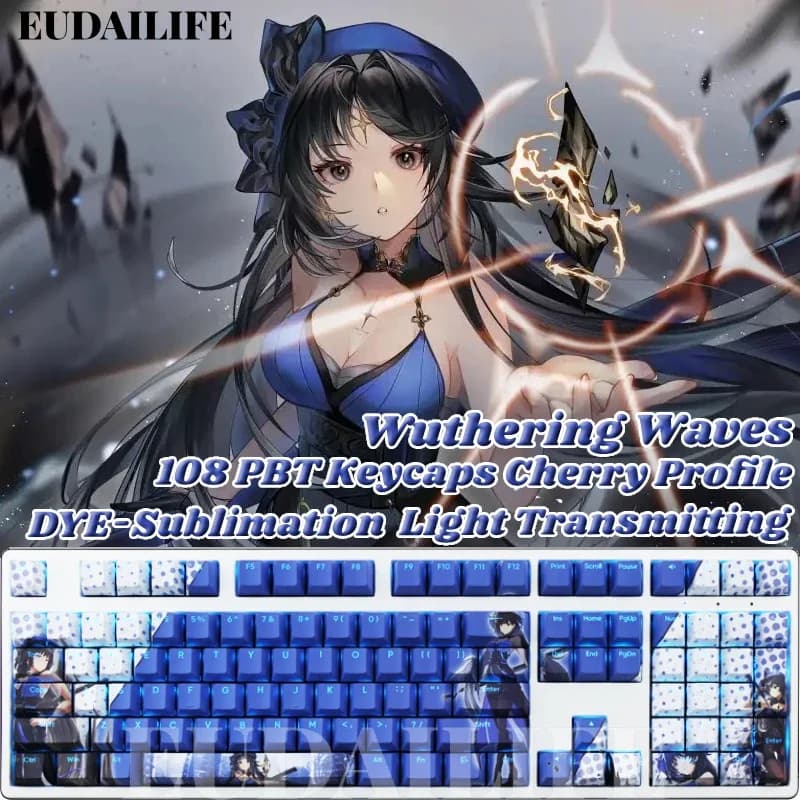 Wuthering Waves 108 Keycap Yangyang PBT Light Sublimation Broadcasting Cherry MX Transverse Axis Switch for Mechanical Keyboard