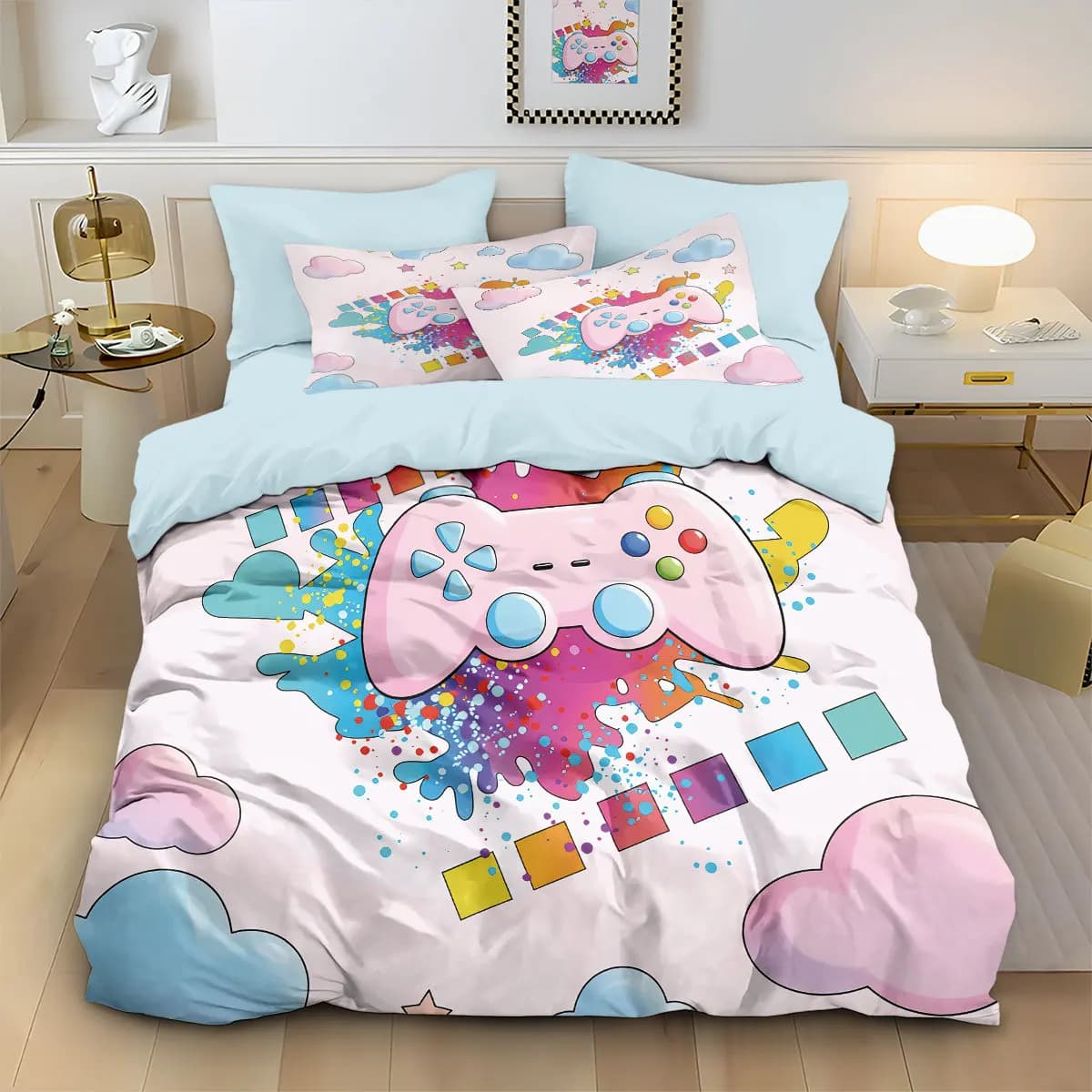High-quality Soundwave pattern Duvet Cover Set,3D Print Game controller Bedding Set with Pillowcases 75*50cm for Adult Kids