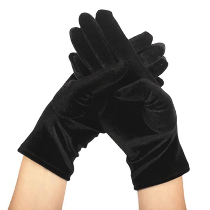 Primavera autunno donna abito da sera lungo in velluto dorato guanti da ballo da ballo guanti da ciclismo da guida elastici caldi neri Sexy H47