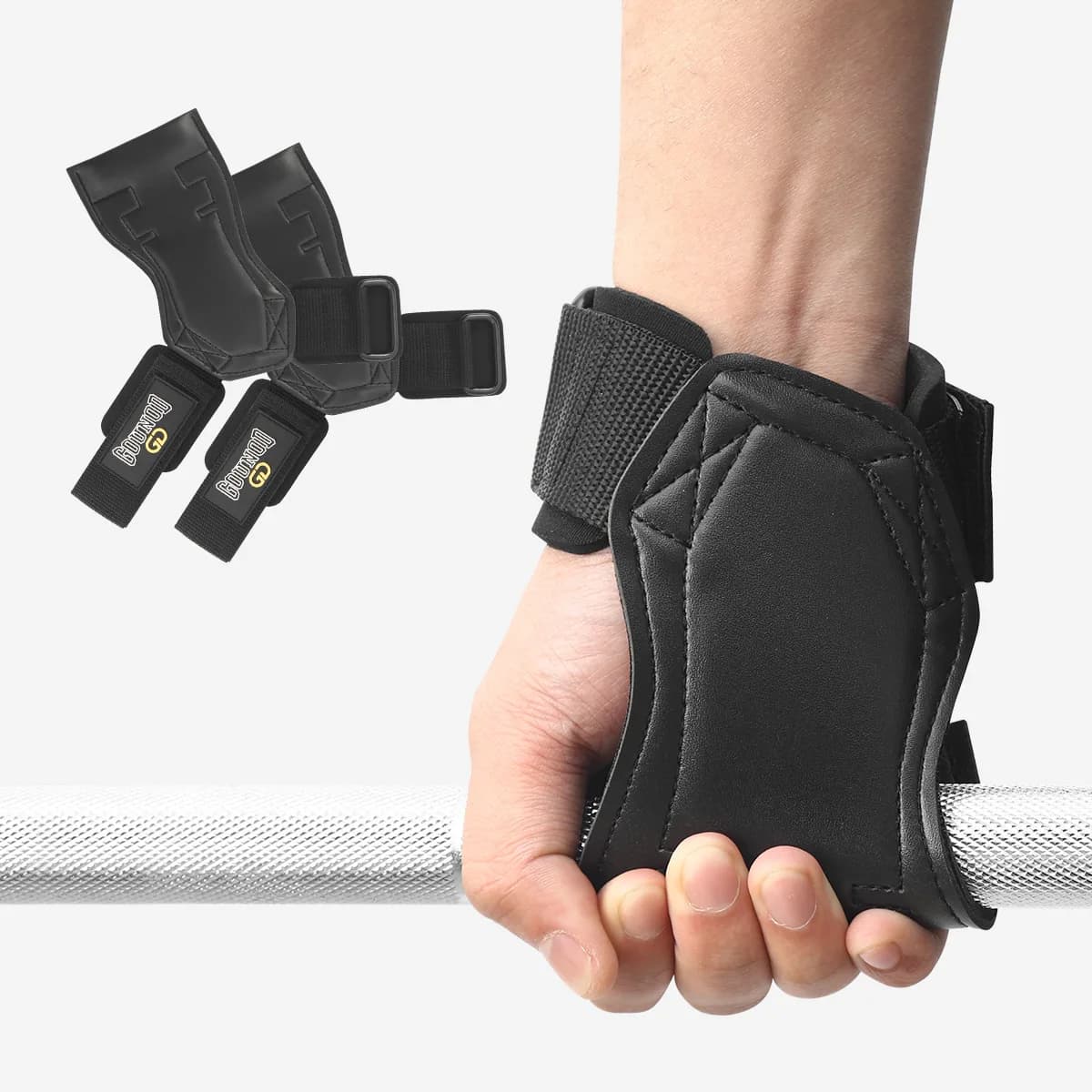 Fitness Gloves with protection for palm of non-slip and wear-resistant PVC bovine skin support for wrist strap for gym handle for weighing