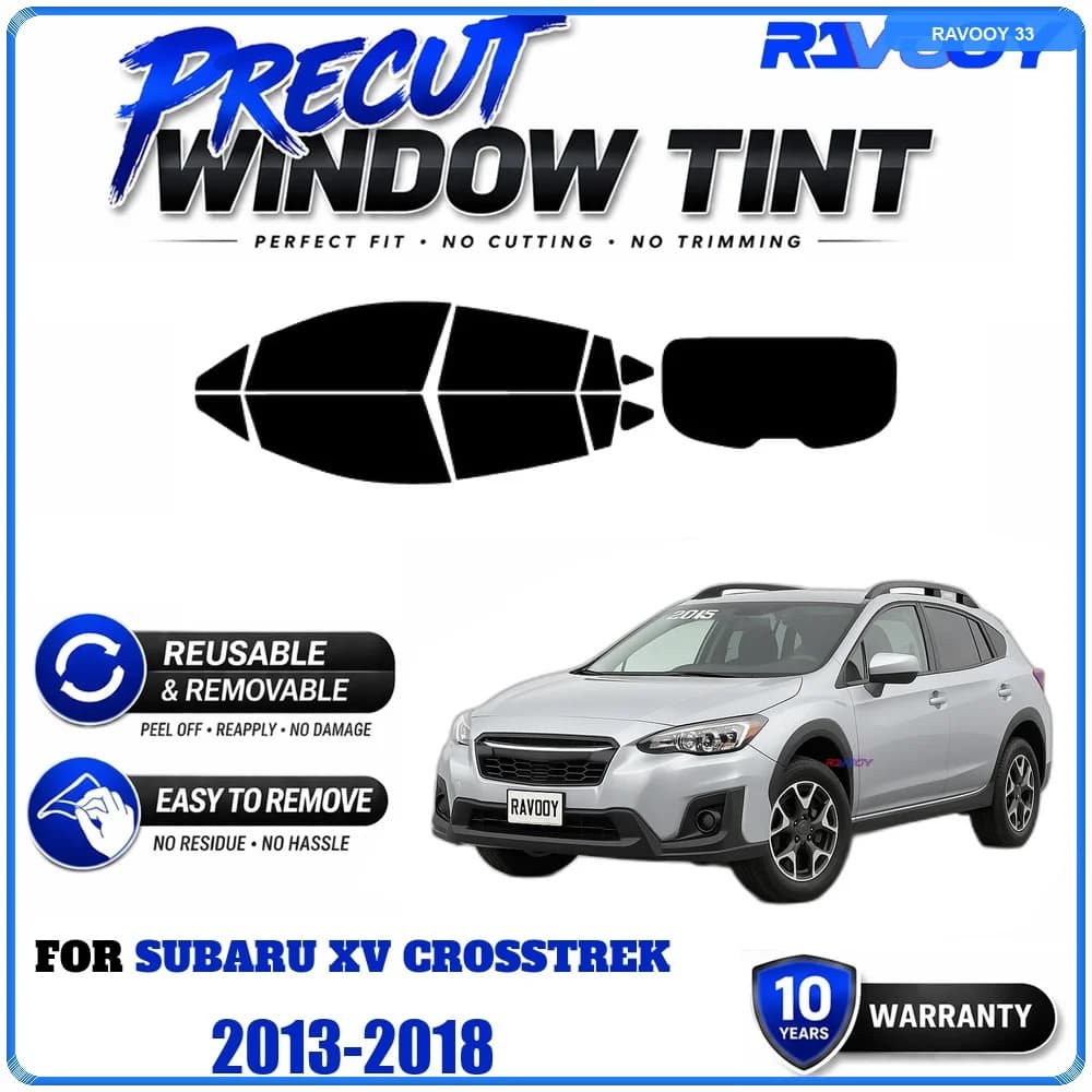 RAVOOY Precut Window Tint, Reusable Removable EPU Film, Custom Fit for Subaru XV Crosstrek 2013-2018, UV Heat Protection