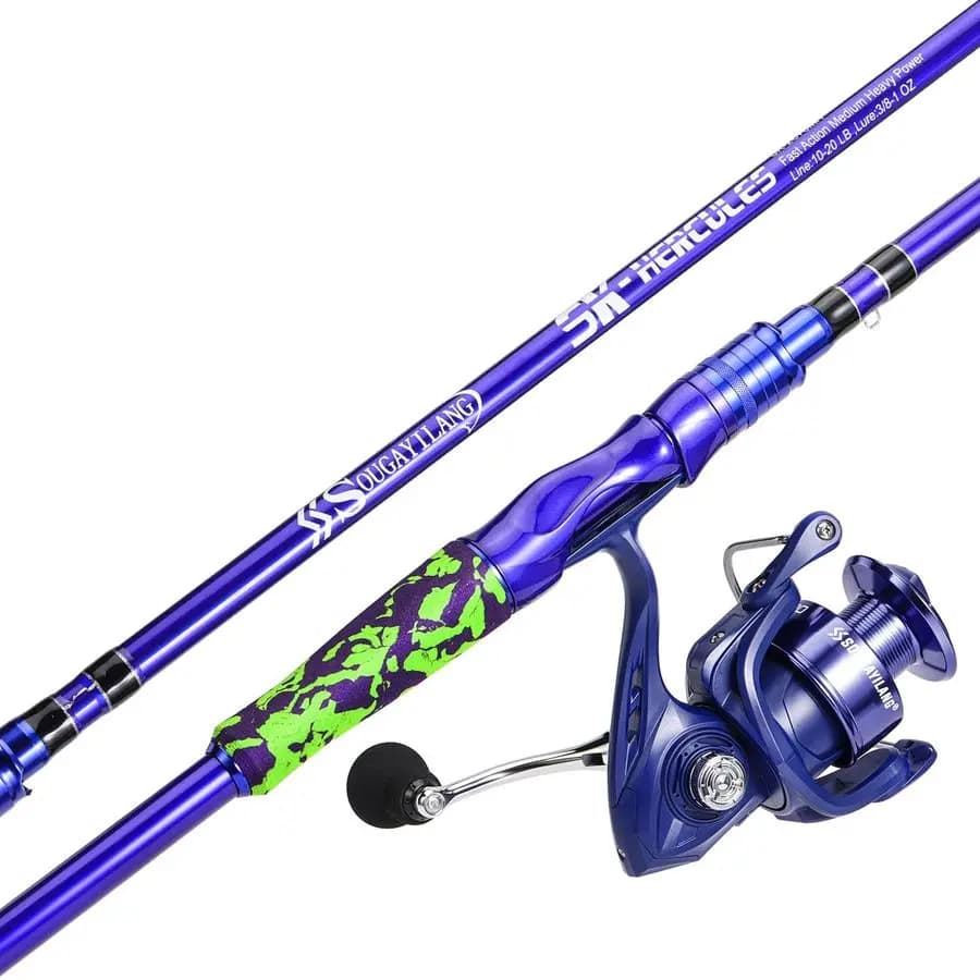 Combo di Canne da Pesca per Acque Salate Costiere, Canne da Spinning e Casting da 7 Piedi con Mulinello da Spinning e Trolling