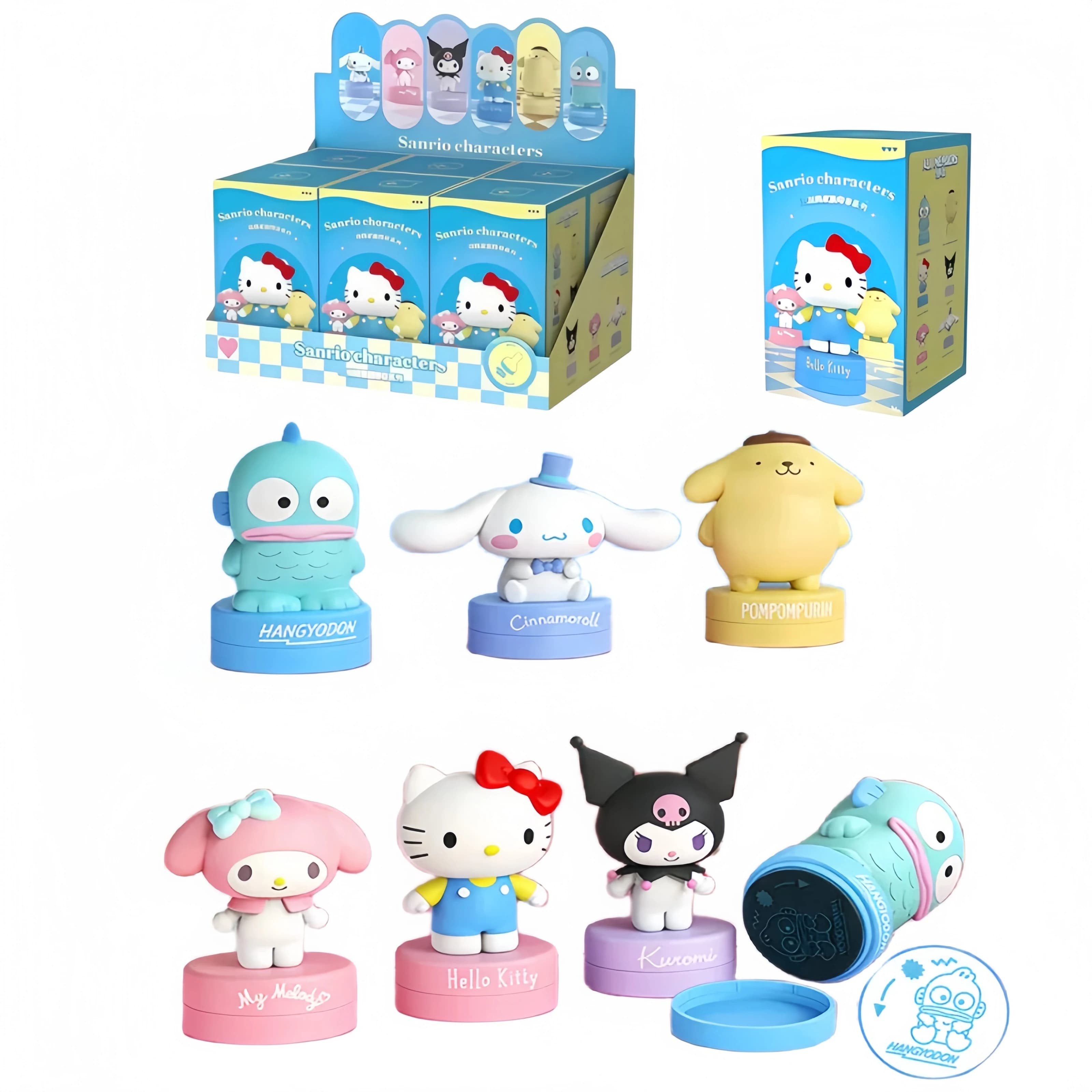 Sanrio Characters Seal Stamp Series Blind Box Hello Kitty Kuromi My Melody Pochacco Pompompurin Gift Fun Marking Collectable Toy