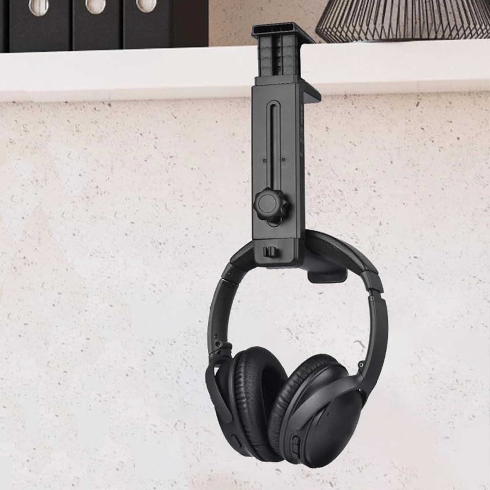 Headphone Stand & Hanger 2 in 1 Above & Under Desk Earphone Rack with Height Adjustable and Rotating Clamp Headset Hanger