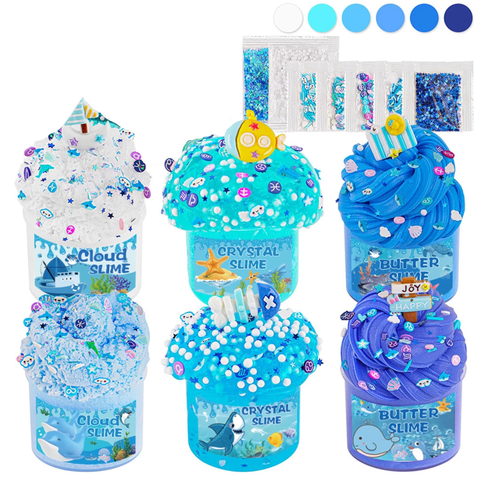 Set Slime Creativo e Trendy, Kit Fai-da-Te con Colori Assortiti, Antistress, Glitter Lucidi e Simpatici Charm, Set di Argilla