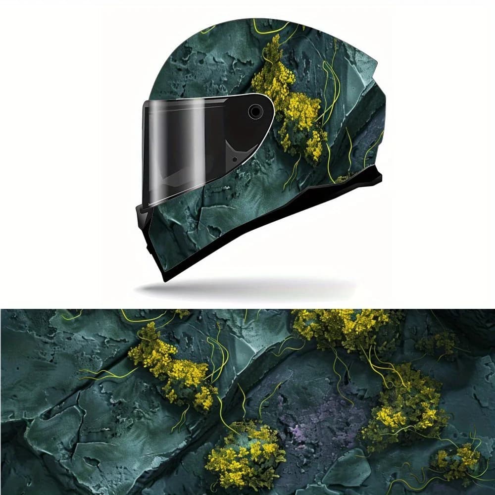 Vinyl winding for helmet with plant motif with aerial view, waterproof removable decals for motorcycle helmets, universal scratch-resistant