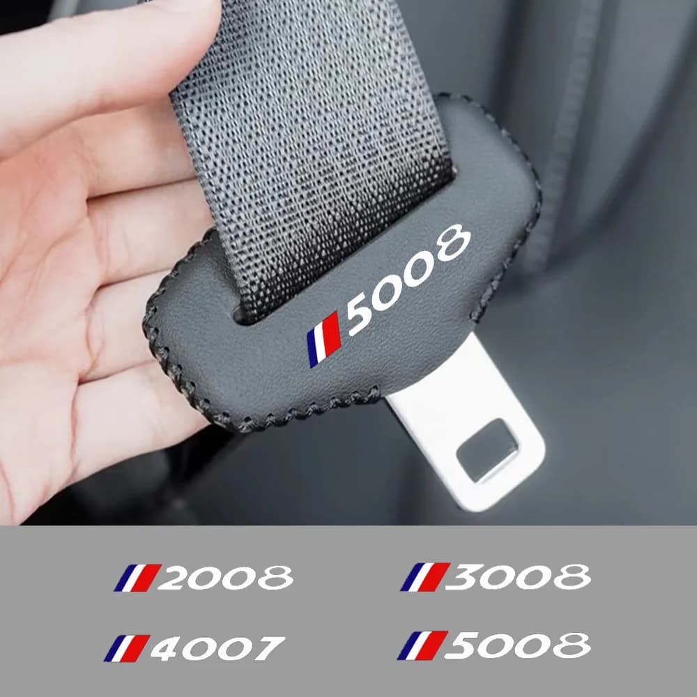Car Safety Belt Clip Extension Leather Belt Plug Cover for Peugeot 2008 3008 4007 5008 Car Accessories