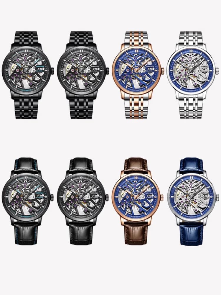 Stainless Steel Men's Automatic Watch Install Automatic Movement Men Luxury Men's Watches Transparent Shipping Free Watch
