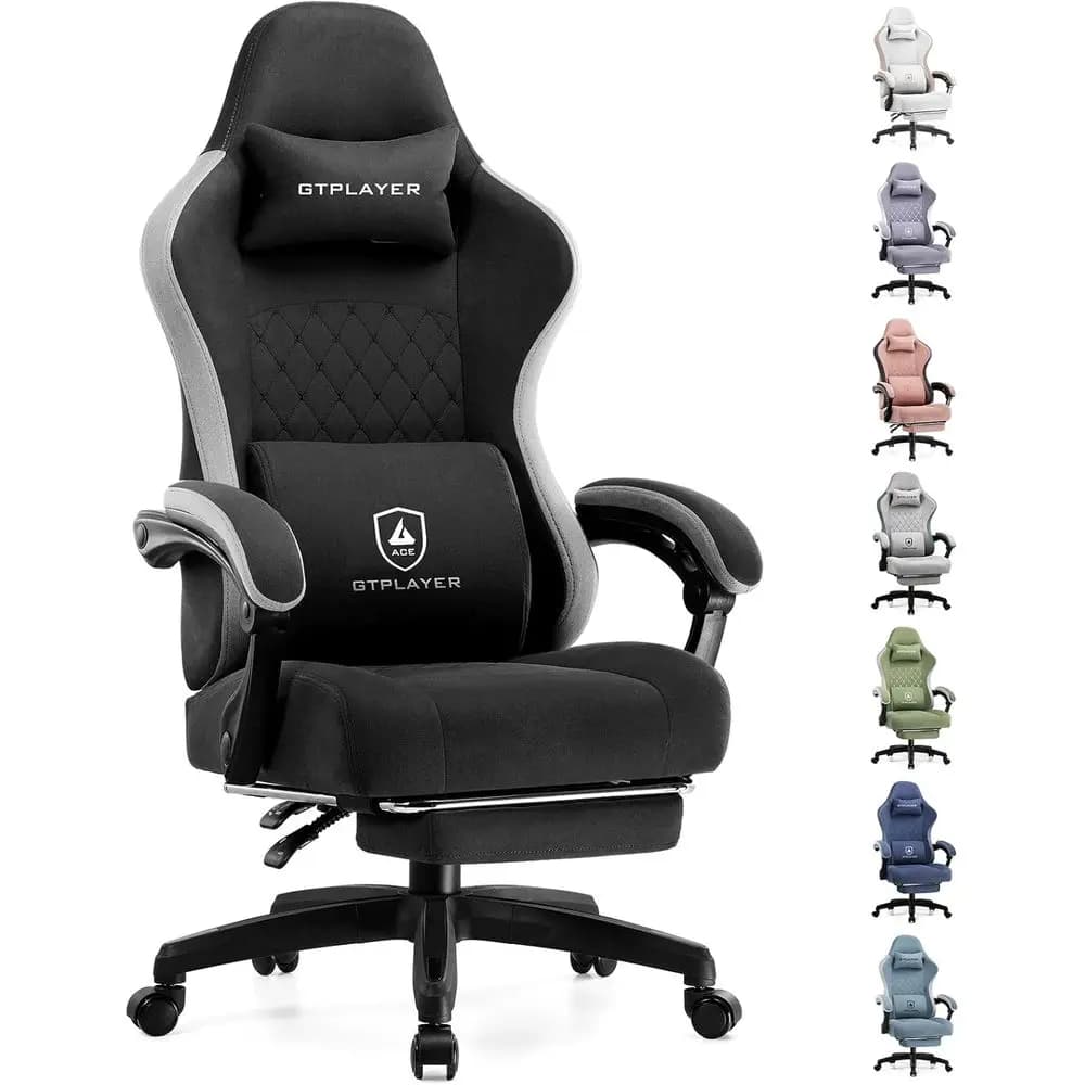 Sedia da Gaming, Sedia da Ufficio con Cuscino a Molla, Braccioli e Poggiapiedi Coordinati, Sedia Ergonomica per Computer con Schienale Alto