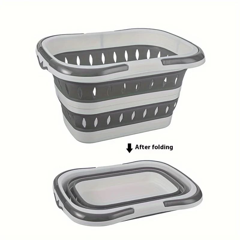 Foldable Bucato Basket with Handles, Oval Container Save Space, Home Organizer