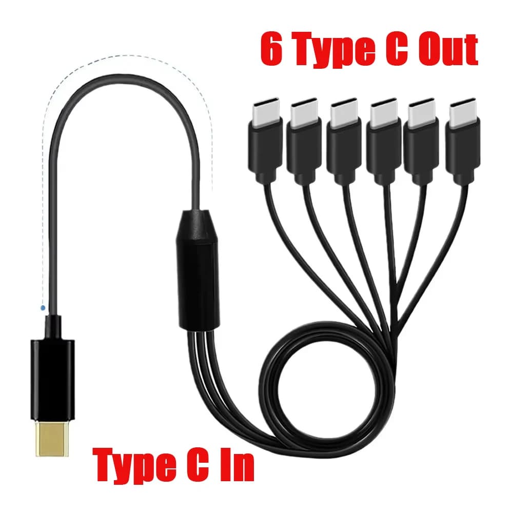 Cavo da tipo C a USB C Splitter 1 in 6 out Adattatore di estensione USB C Cavo Telefono Tablet Gamepad per interruttore Cavo di ricarica