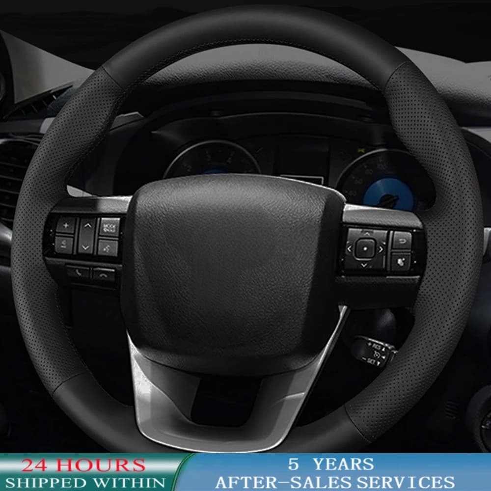 Coprivolante per auto personalizzato treccia volante originale in pelle Nappe antiscivolo per Toyota Hilux Fortuner 2015-2019
