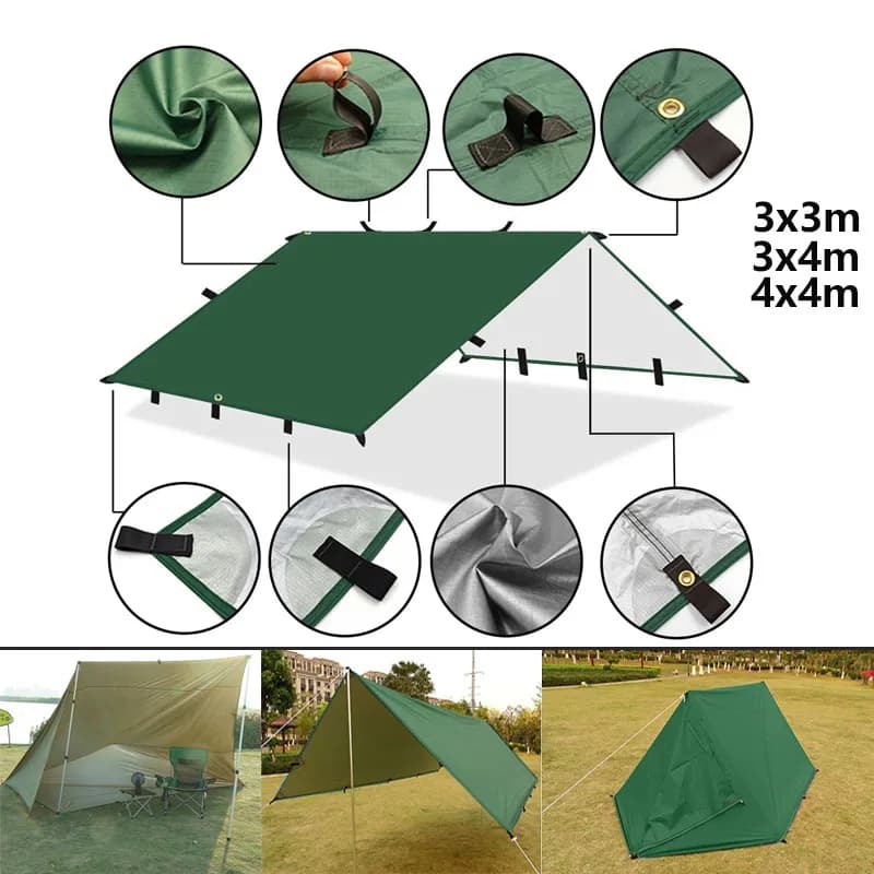 4x4m 4x3m 3x3m 19 Hang Points tenda Tarp Survival Sun Shelter Shade baldacchino Outdoor Backpacking tenda da sole da campeggio impermeabile parasole