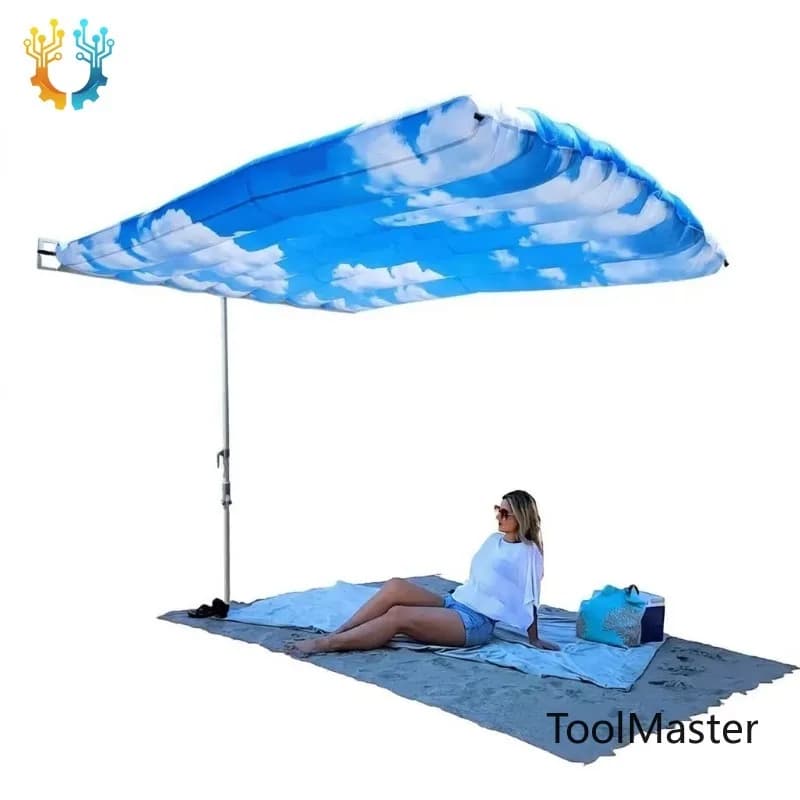 【2026】Wind Power Beach Sunshade Sail Outdoor Canopy Beach Sunshade Nylon Sunscreen Portable Sunshade Curtain