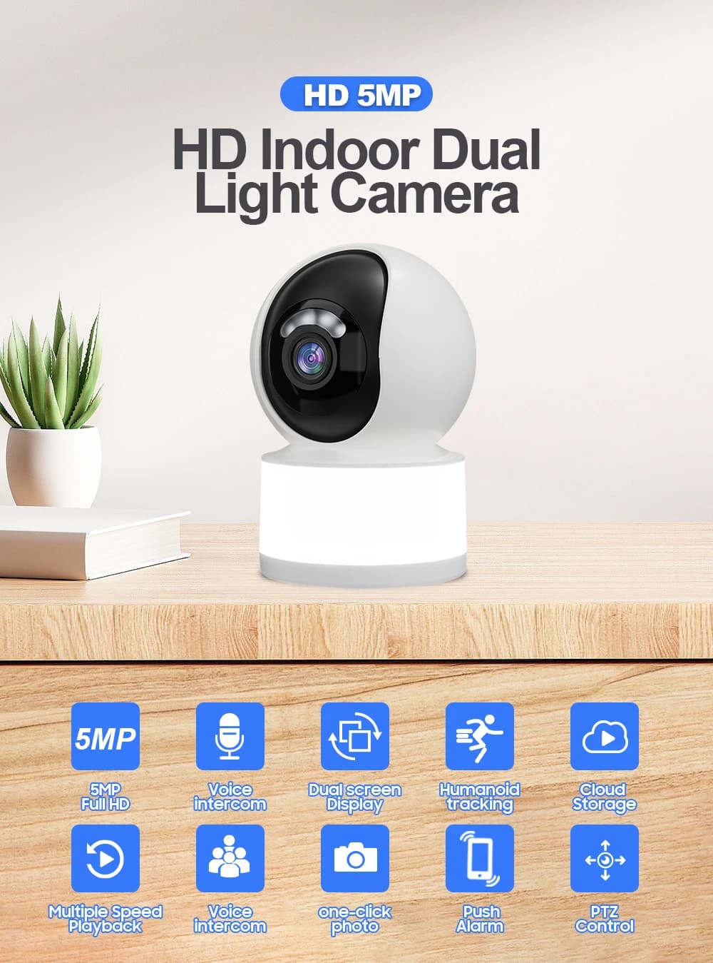 5MP Yoosee APP a colori AI Rilevazione umanoide Sicurezza domestica CCTV Telecamera dome IP Citofono PTZ WIFI Baby Monitor