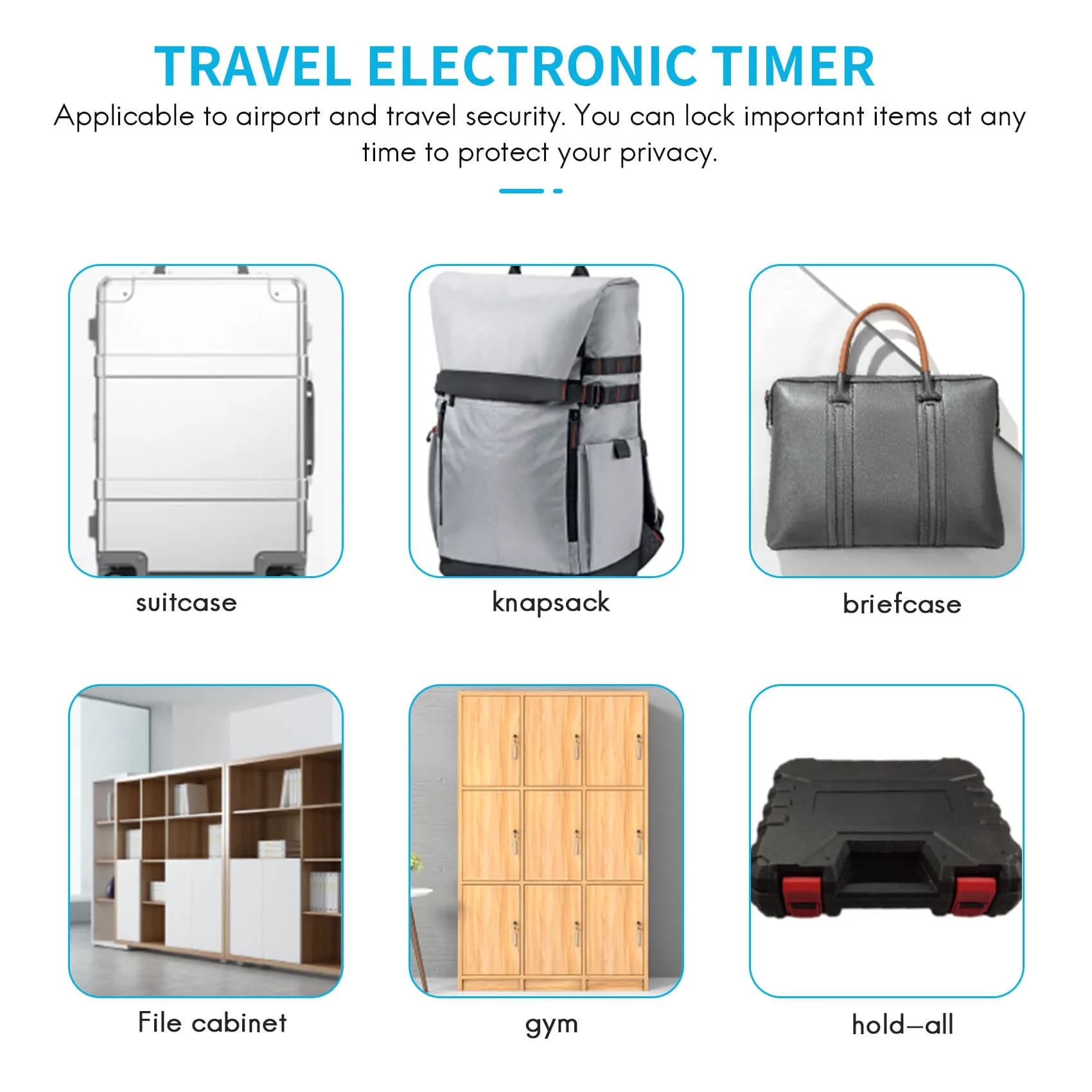A25U Smart Time Lock Display LCD Time Lock USB ricaricabile timer temporaneo lucchetto timer elettronico da viaggio nero