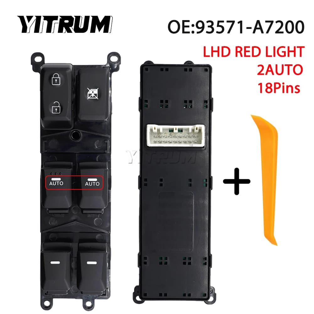 YITRUM 93571-A7200 93571A7200 LHD Luce rossa Interruttore di comando alzacristallo elettrico per Kia Forte 2014 2015 2016 2017 2018