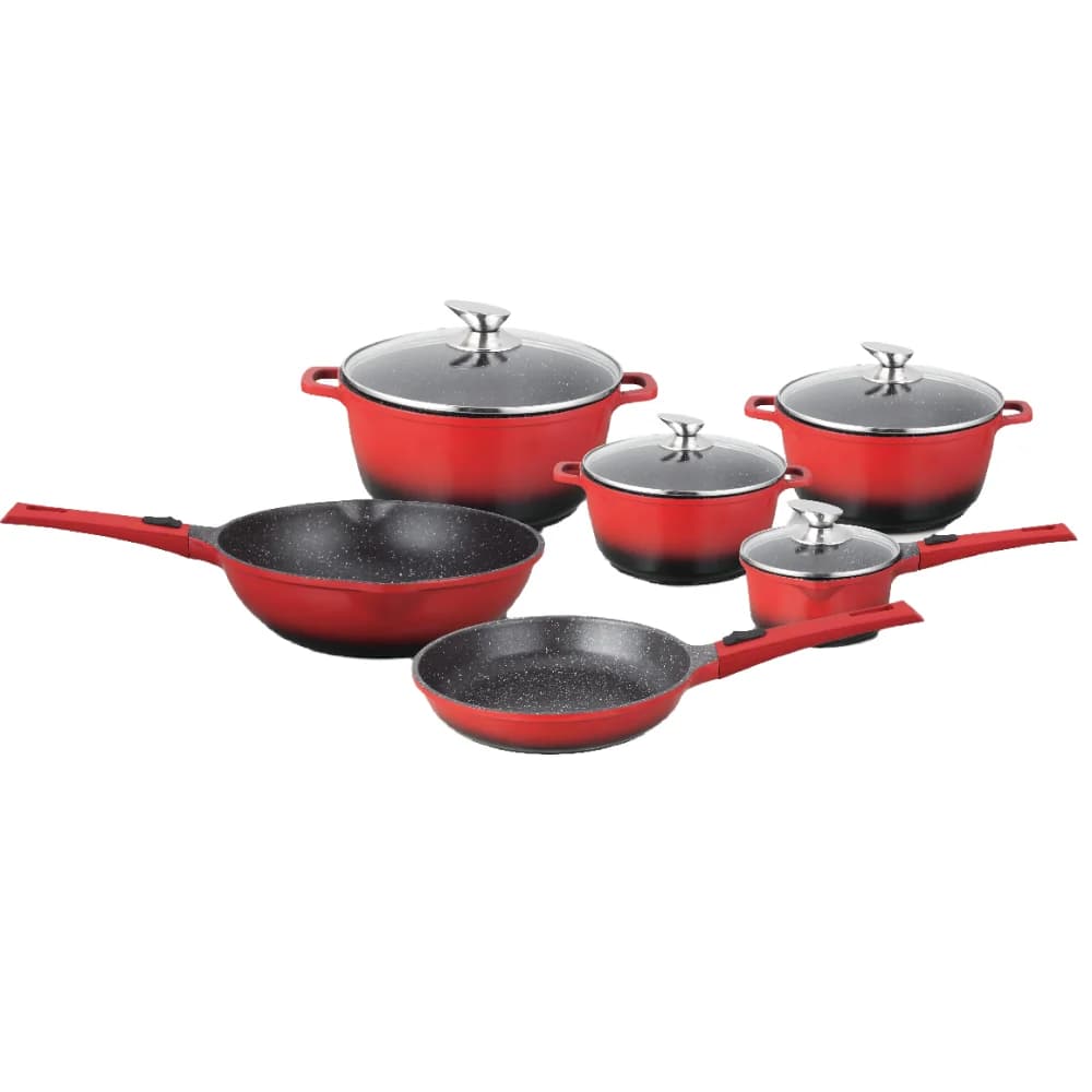 Set di 10 Padelle Antiaderenti e Pentole da Cucina, Set di Pentole di Lusso con Manico Staccabile