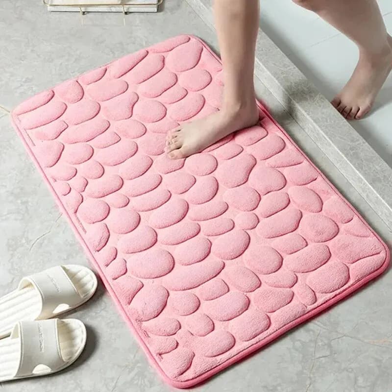 New 2026 non-slip embossed fiber carpet, 1 pc, pebble design, bathroom and home decor