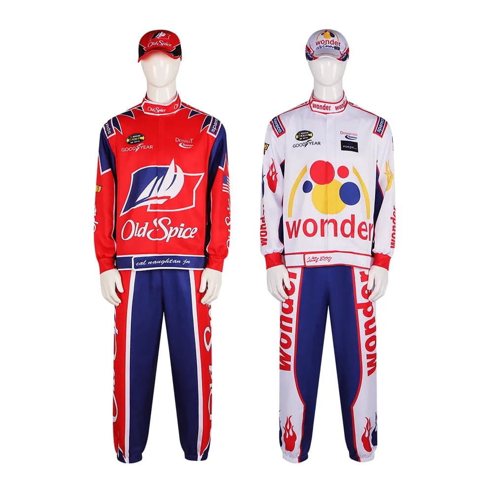 Talladega Nights Ricky Bobby Cosplay Costume Men Racing Suit Old Spice Wonder Bread Race Car Driver Uniform Halloween Party