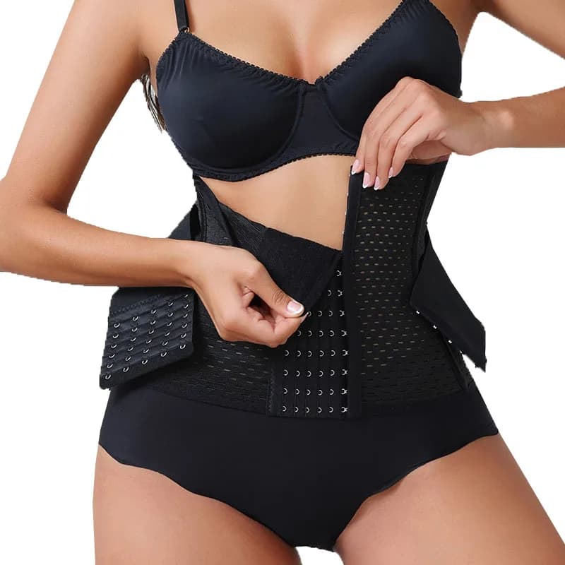 New Adjustable Waist Trainer for Women Double Belts Neoprene Corset with Zipper Workout Cincher for Tummy Control & Back Support