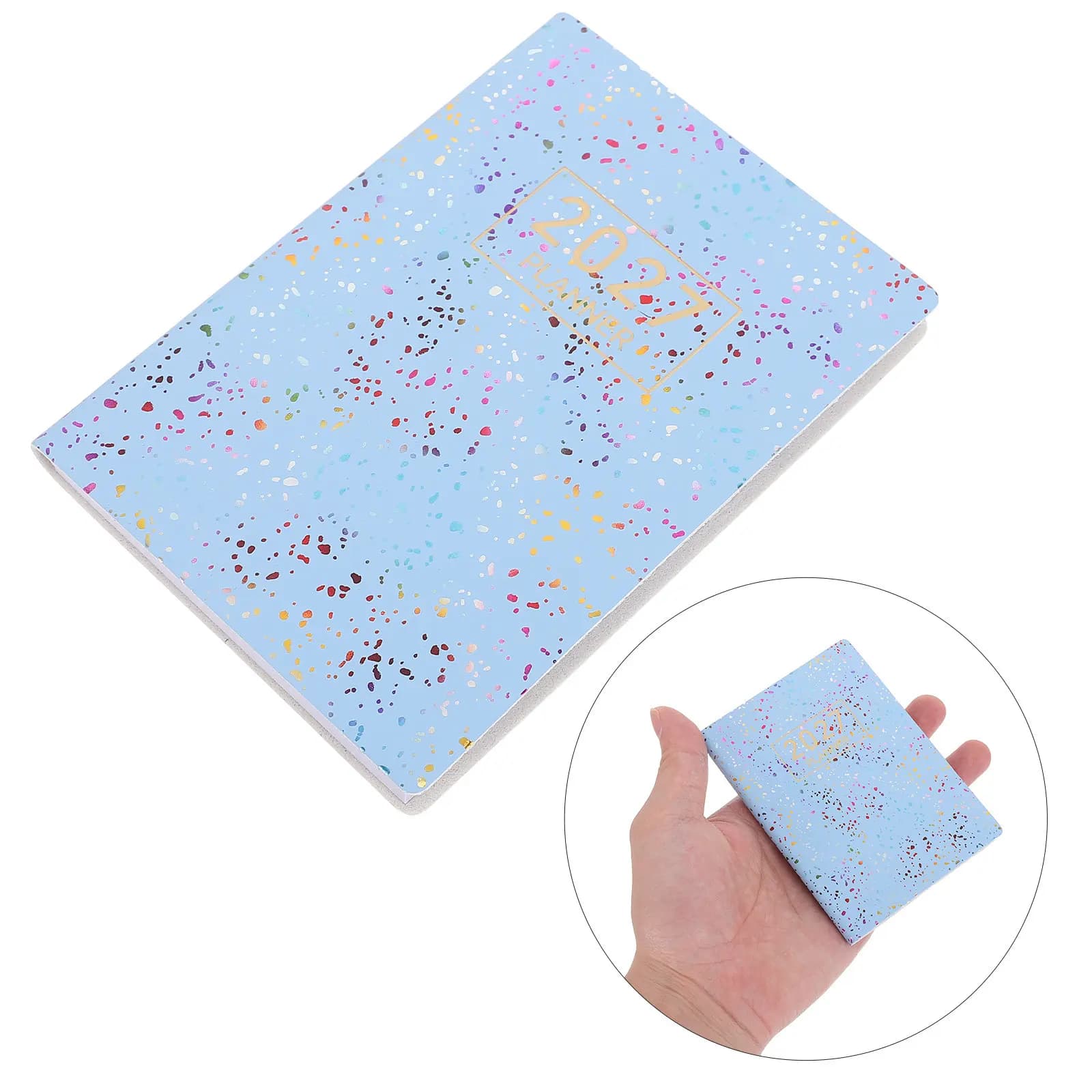 2027 Pocket Planner A7 Daily Agenda Notebook Blue PU Hardcover Portable Organizer for Office Work Study Calendar