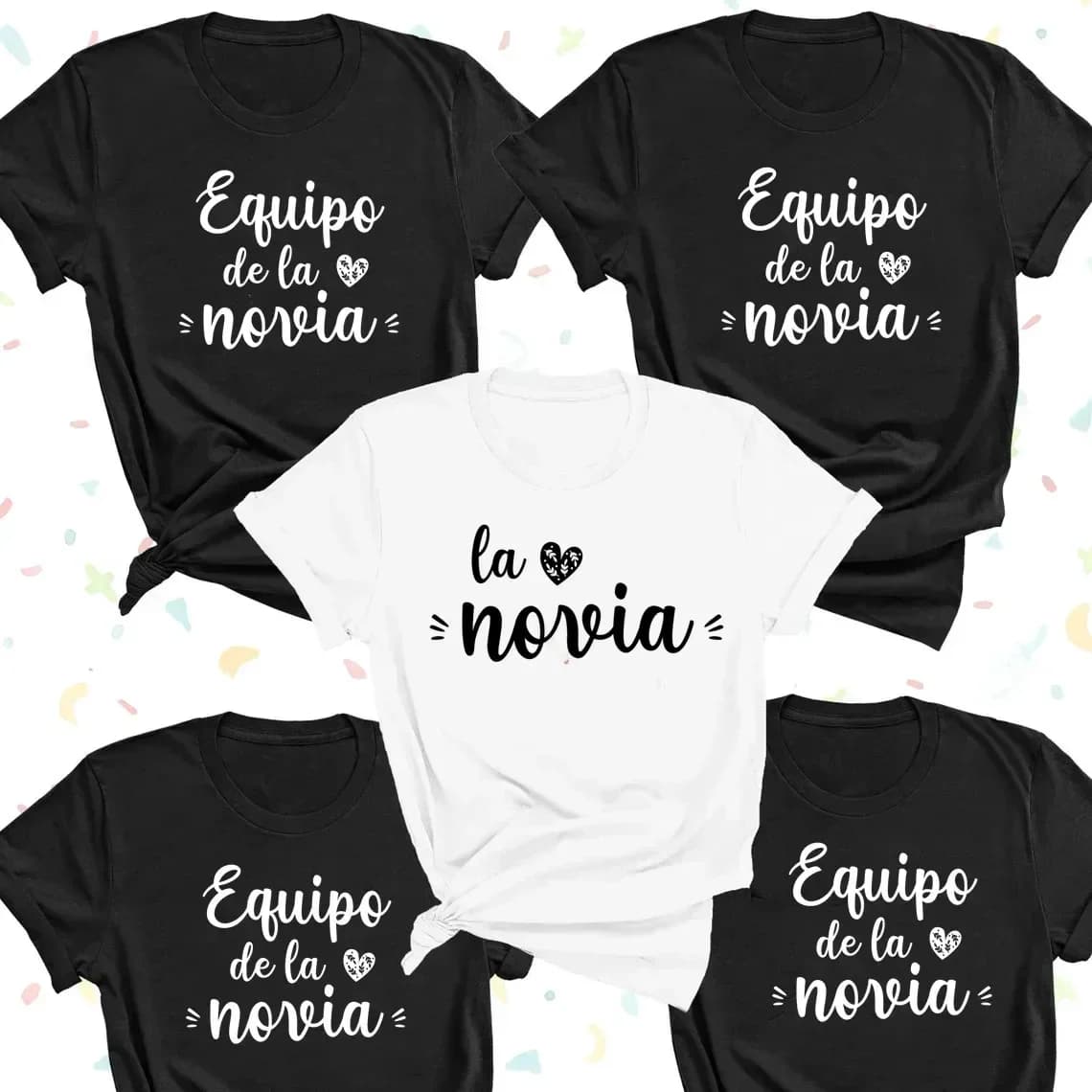 Maglietta da donna per addio al nubilato, stile latino, per matrimonio spagnolo, Team Bride EVJF, abbigliamento per addio al nubilato