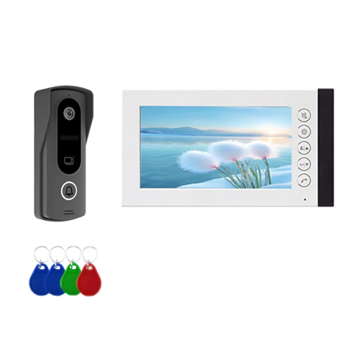 Schermo IPS da 7 pollici 2MP 1080P 4 Videocitofono cablato Citofono Campanello visivo Telecamera per porta di controllo accessi grandangolare da 120 gradi
