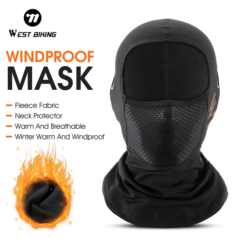WEST BIKING Winter Warm Windproof Face Mask With Glasses Holes Polar Fleece Breathable Helmet Liner For Cycling Bike Riding