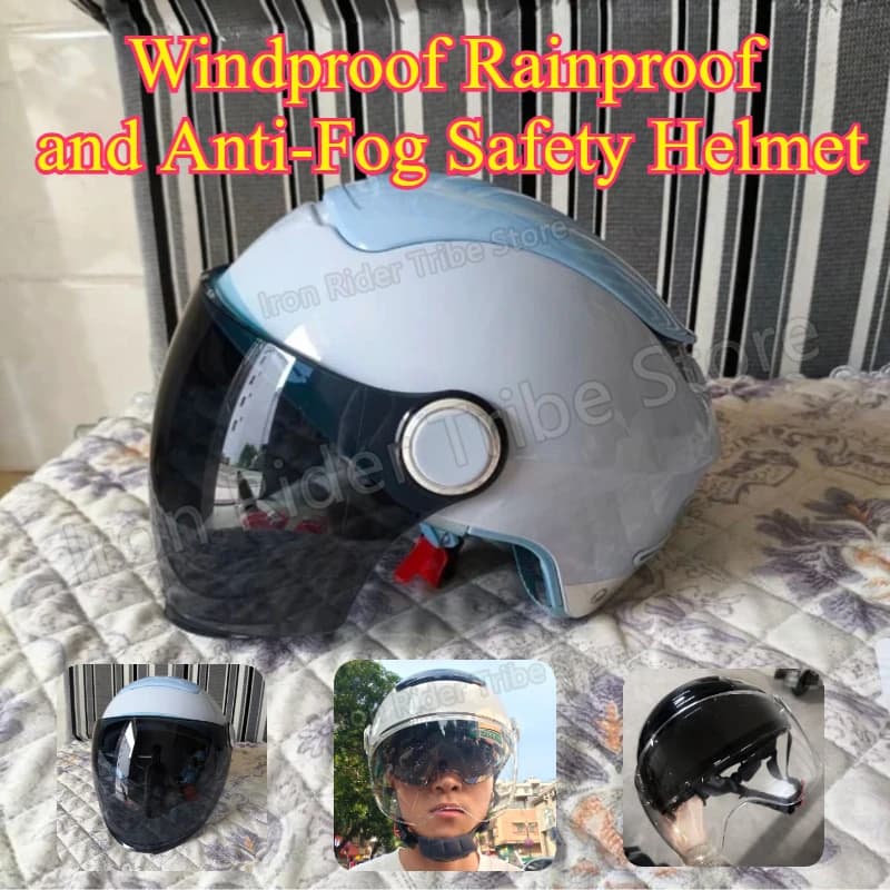 BIBEE Summer Breathable Jet Dual Lens Open Face Electric Bike Scooter Helmet for Men Women Lightweight Motorcycle Half Helmet