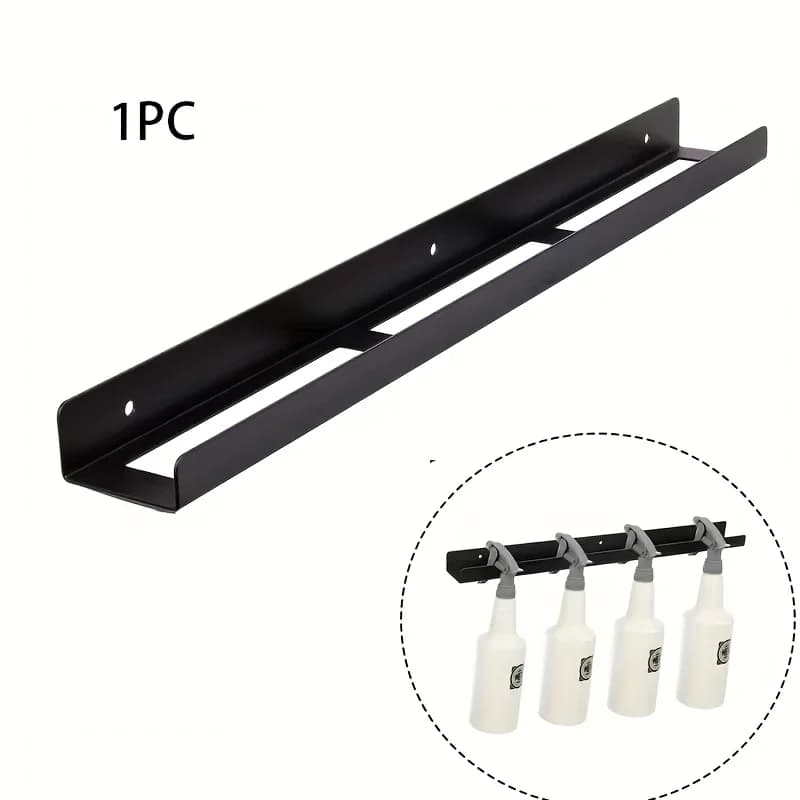 Universal Detail Spray Bottle Holder | 1pc Metal Wall-Mounted Black Iron Storage Rack with Multiple Compartments, Spray Bottles