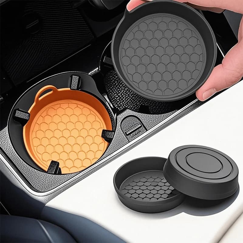 Sottobicchieri per auto in silicone da 2 pezzi - Design antiscivolo resistente al calore per auto Durevole, ecologico, a prova di fuoriuscite, adatto alla maggior parte dei portabicchieri