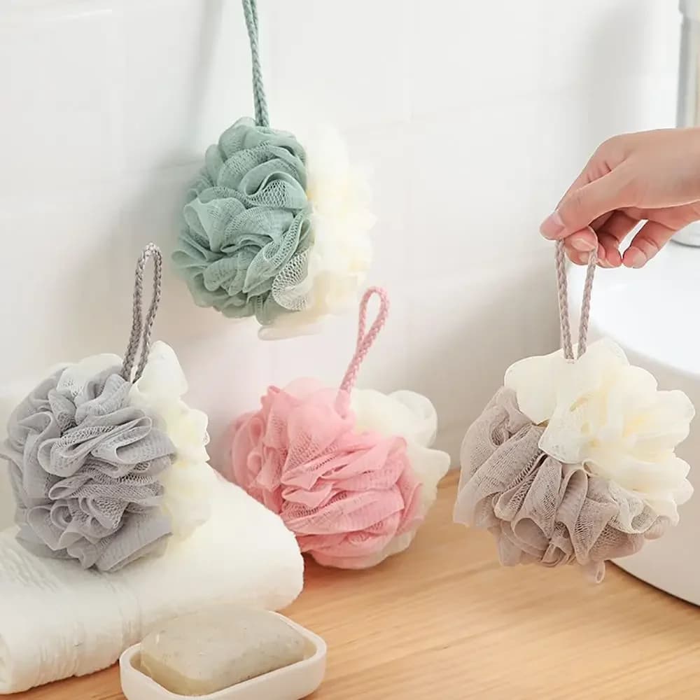 1pc morbida doccia maglia schiumogena spugna corpo scrub esfoliante spazzola per la schiena detergente per la pelle palla a bolle cura della pelle accessori per il bagno