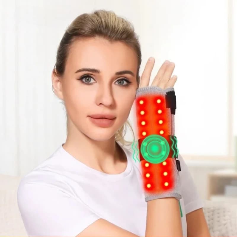 Supporto per Polso con Massaggio e Riscaldamento a Luce Rossa, Protezione Sportiva, Massaggiatore per Mani, Fascia per Polso, Dispositivo per la Cura della Salute