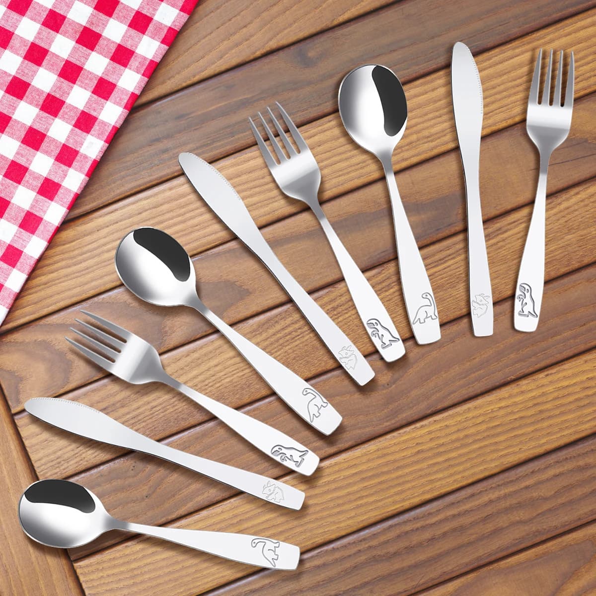 10/3 Set Coltello Forchetta Cucchiaio Posate Utensili da tavola in acciaio inossidabile Posate per bambini Kit di utensili da cucina ergonomici per bambini sicuri