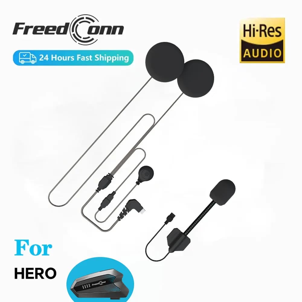 Auricolare Freedconn Hi-RES D7HERO, Cuffie Bluetooth per Casco, Interfono per Moto con Microfono, Accessori per Hero