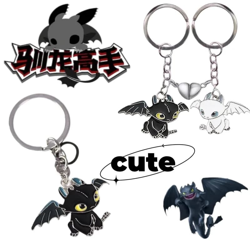 Portachiavi con Figurina Personalizzata di Dente (How to Train Your Dragon), Ciondolo in Metallo Carino ed Elegante, Accessorio per Zaino
