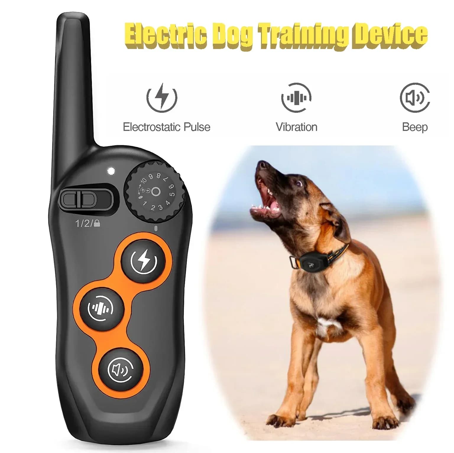 Collare per cani antiabbaio, dispositivo elettrico per addestramento del cane con telecomando Collare antiabbaio automatico Segnale acustico IP67 impermeabile per tutti i cani