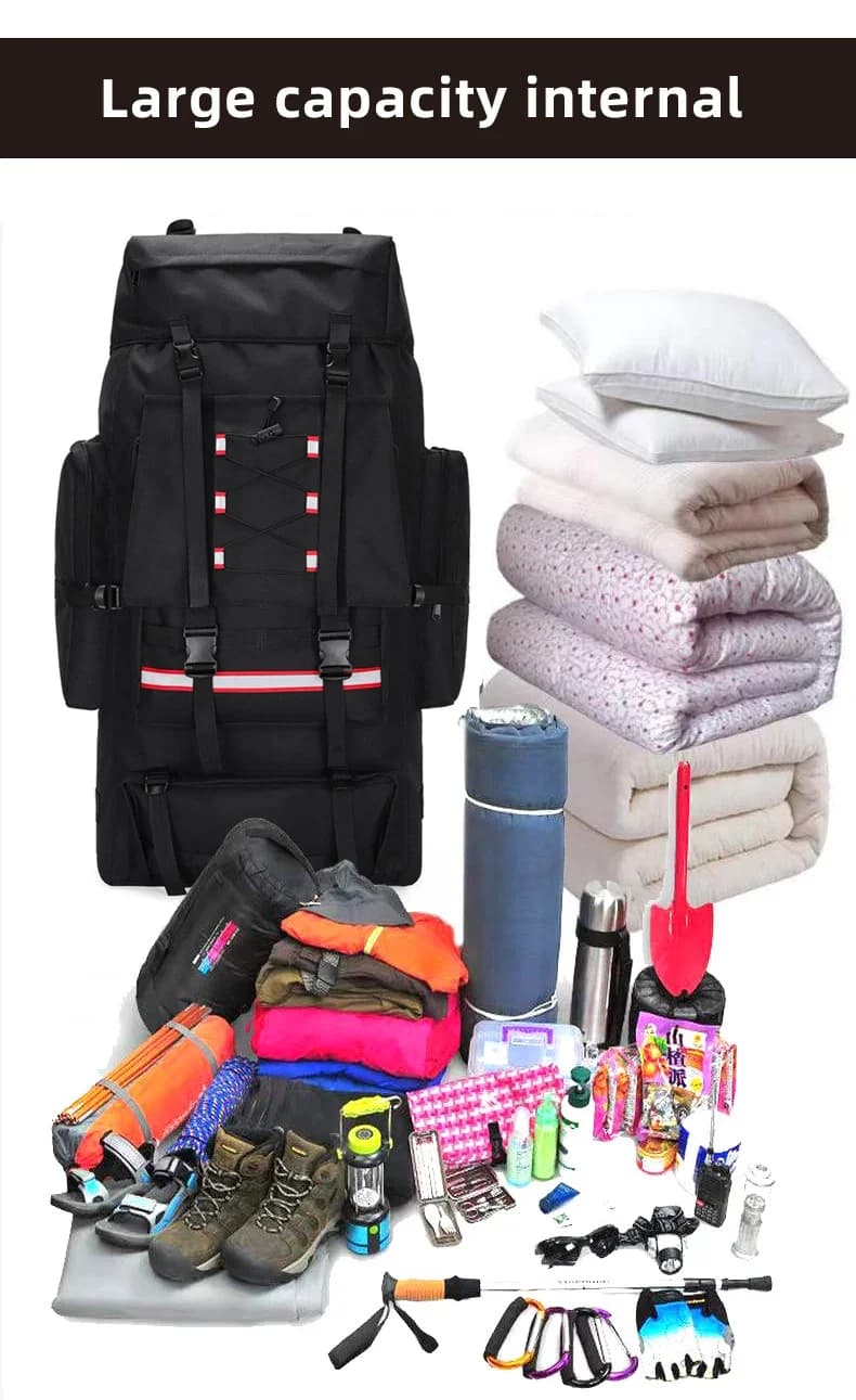 Zaino da campeggio per escursionismo da 130 litri Borsa da viaggio grande da uomo Trekking Zaino sportivo da esterno Zaino da trekking Molle per uomo Borsa grande