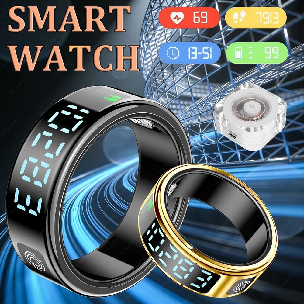 Multifunctional Smart Ring with HD Display, Cardiac Frequency Monitoring, Blood Pressure, Blood Oxygen in Blood, Sleep and Passage - Smartring 2026
