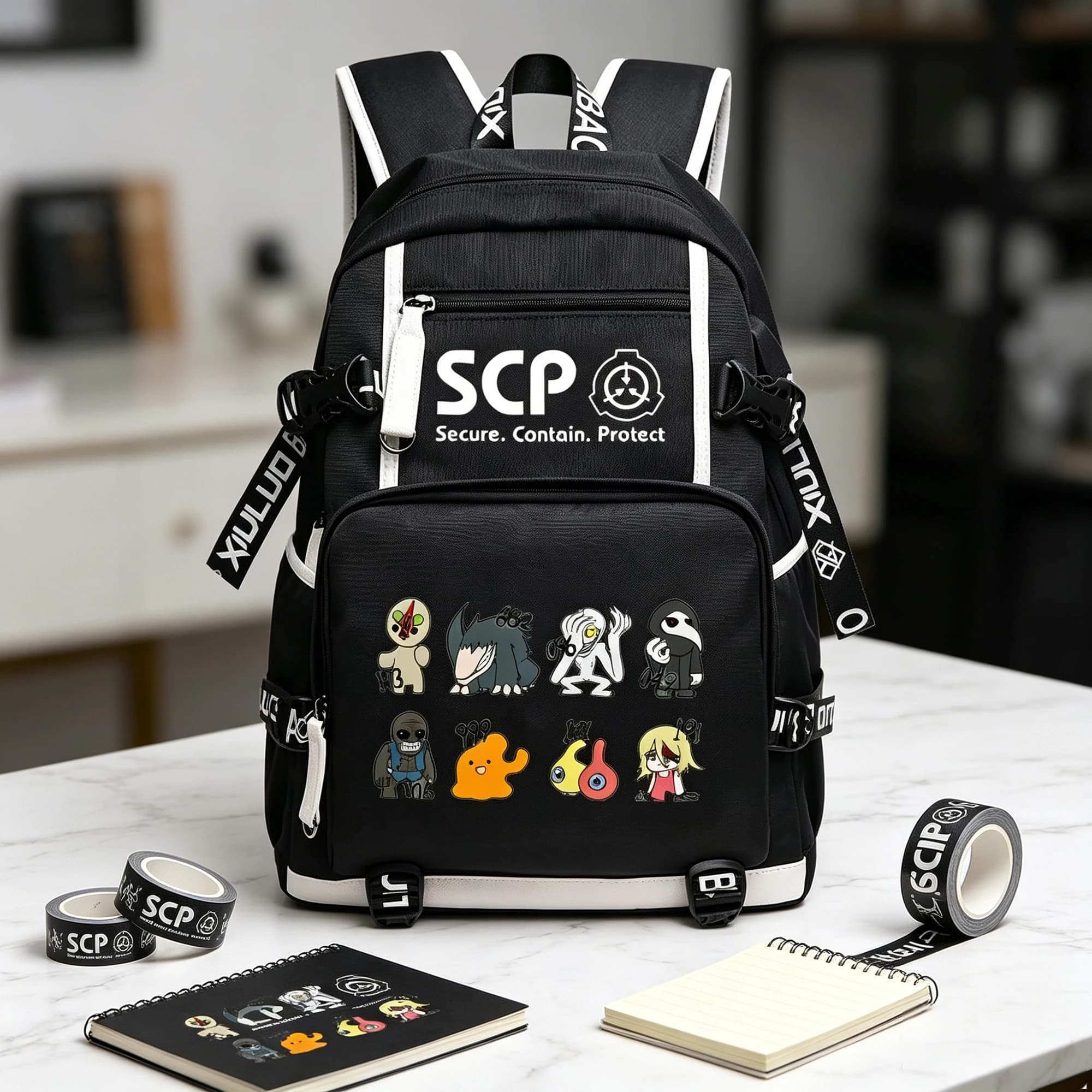 Zaino per studenti SCP Foundation Zaino per cartoni animati Borse da scuola Oxford per ragazze adolescenti Zaino da viaggio SCP Zaino per laptop USB