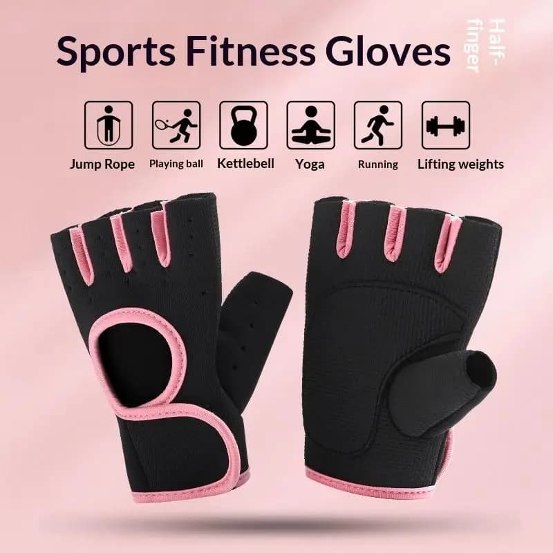 Guanti da palestra per fitness da donna e da uomo, guanti da sollevamento pesi a mezze dita, traspiranti, antiscivolo, con cuscinetti in gel, per bodybuilding e allenamento con manubri.