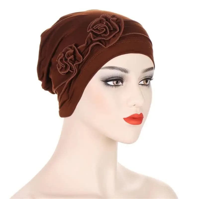 652F Berretti Hijab da donna Copricapo floreale Berretti Turbante Copricapo Cofano alla