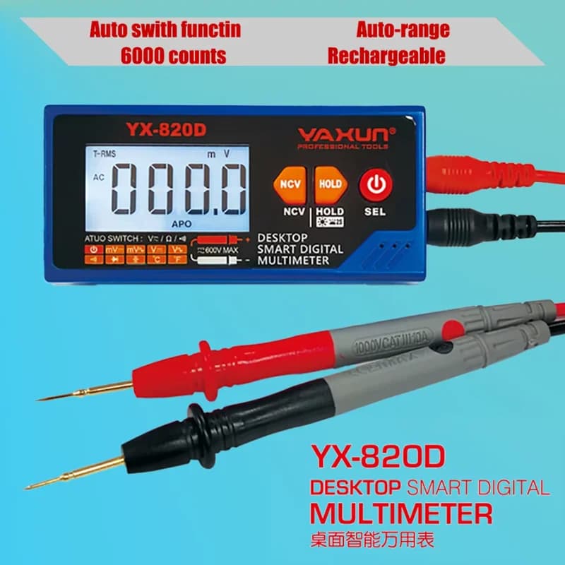Multimetro digitale intelligente da tavolo YX820D Multimetro ricaricabile multifunzione per riparazione di telefoni cellulari e laptop