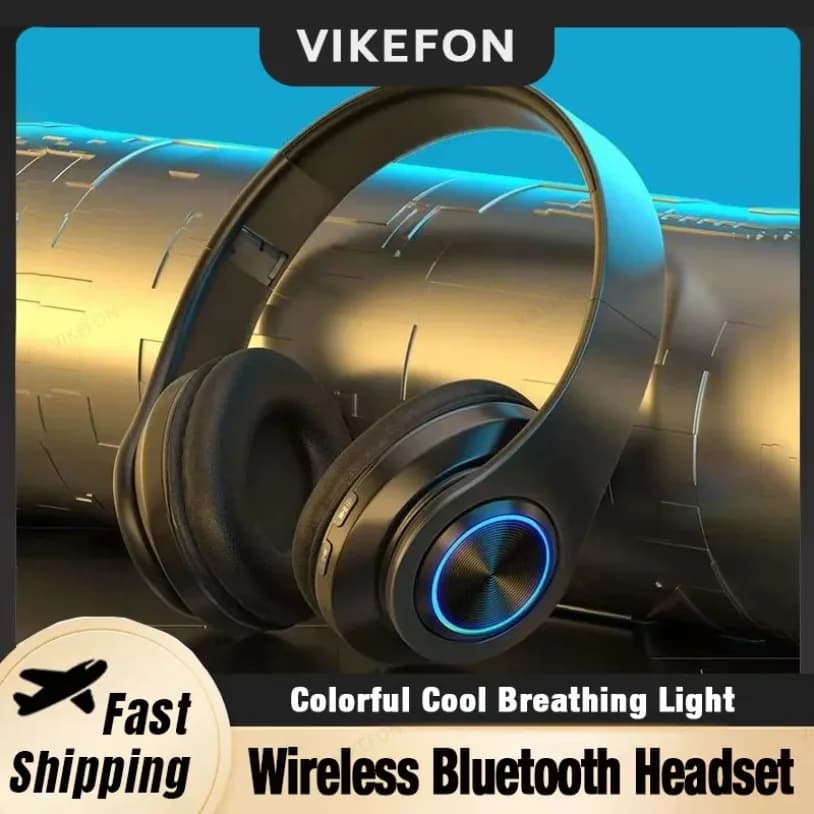 Stereo wireless earphone with surround sound Play heads mounted on Blutooth head with micro phone Colorful headphones for laptop PC