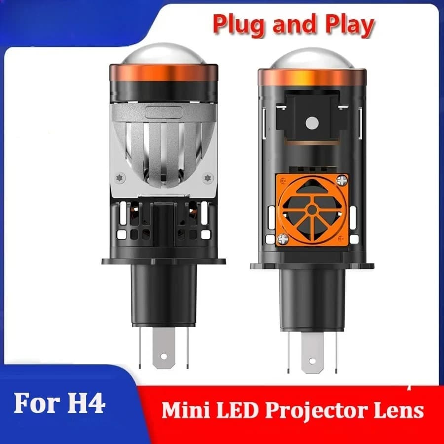 Fari LED H4 da 110W per Auto, Mini Proiettore con Lente 6000K, Design a Solenoide, Luci LED Auto con Abbaglianti e Anabbaglianti, con Doppia Ventola Turbo