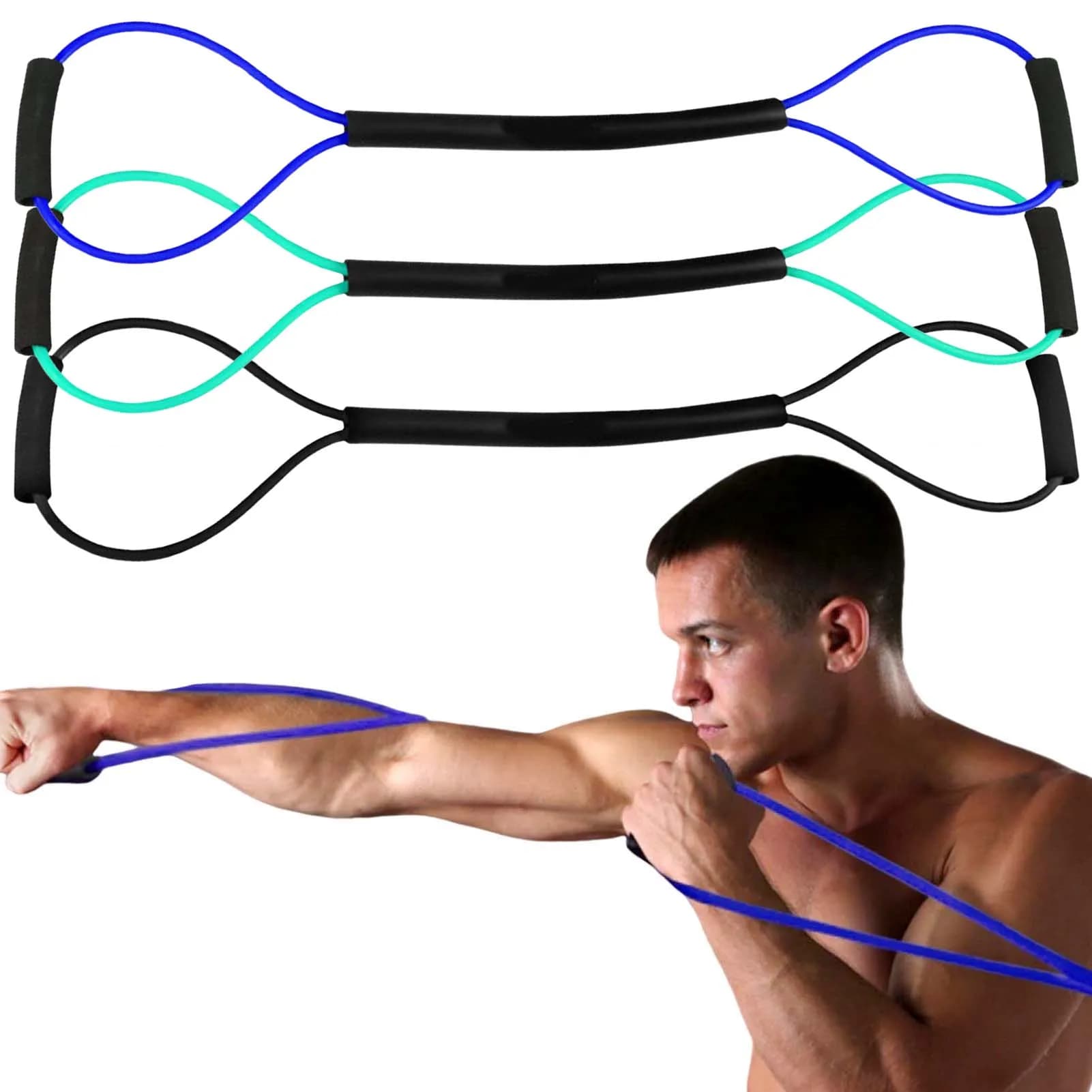 Elastic resistance phase for training with resistance band of 25/30/35 pounds with comfortable handles Strength Tension Cord