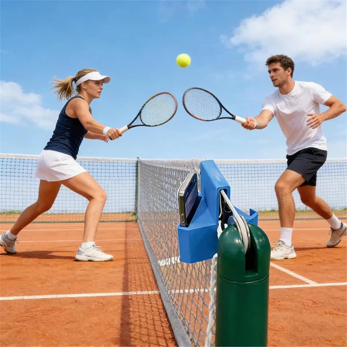 Supporto per Telefono e Action Cam KSOL Tennis Camera Mount, Supporto Sicuro a Doppia Perspettiva per Registrazione Partite e Analisi