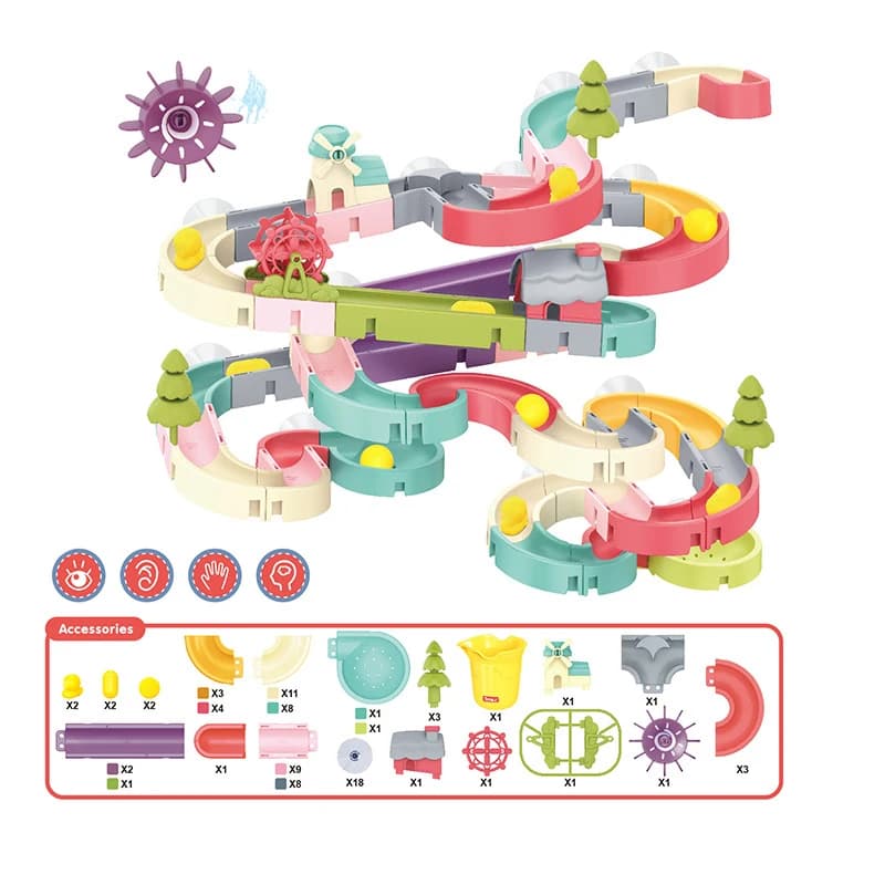 Assemblaggio Pista Palla Scivolo Ventosa per Bambini Giocattolo da Bagno Fai da Te Bagno Vasca da Bagno Piscina Doccia Set di Giochi d'Acqua Giocattoli per Bambini