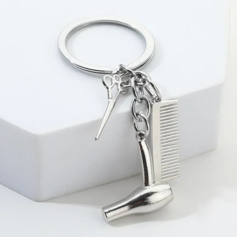Portachiavi da Parrucchiere Creativo in Lega, Modello Forbici, Asciugacapelli, Pettine, Auto, Telefono, Borsa, Ciondolo, Ornamento, Regalo, Soprammobile, Llaveros